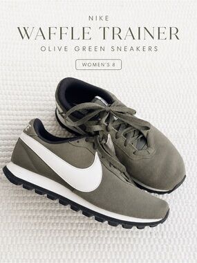 Nike Waffle Trainer Olive Green Suede Sneakers Women’s 8 Retro Run